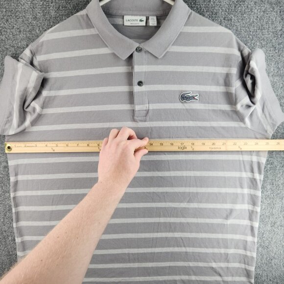 Lacoste Striped Gray Size 3XL (8) Polo Shirt Regular Fit Short Sleeve Peru - Picture 10 of 16
